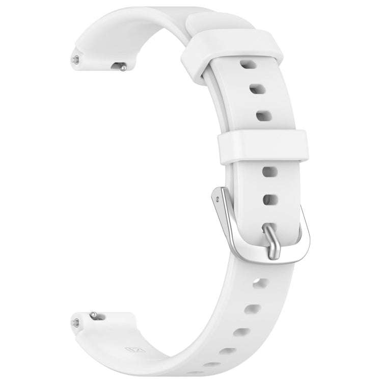 12mm Universal Solid Color Silver Buckle Silicone Watch Band(White)