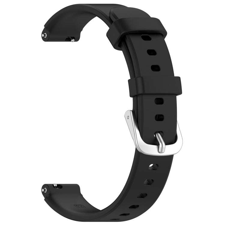 12mm Universal Solid Color Silver Buckle Silicone Watch Band(Black)