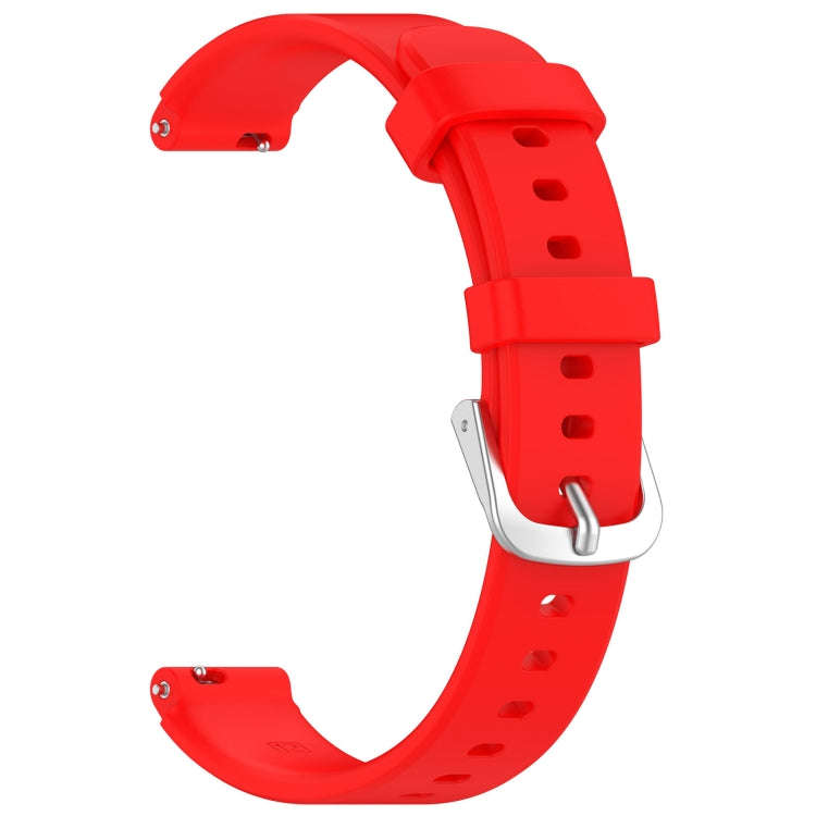 12mm Universal Solid Color Silver Buckle Silicone Watch Band(Red)