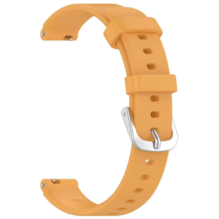 12mm Universal Solid Color Silver Buckle Silicone Watch Band(Yellow)