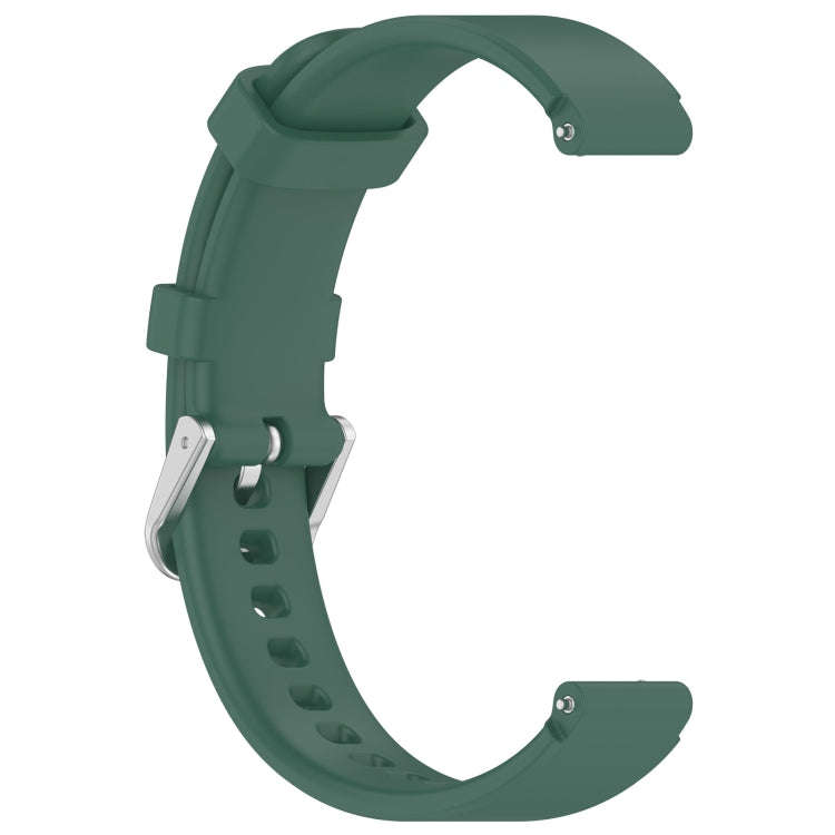 12mm Universal Solid Color Silver Buckle Silicone Watch Band(Dark Green)