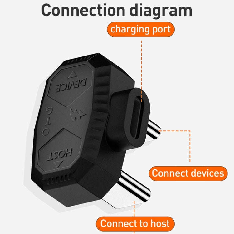 8 Pin to Dual USB-C / Type-C Lavalier Microphone U-shaped Charging Adapter OTG Converter(Black)