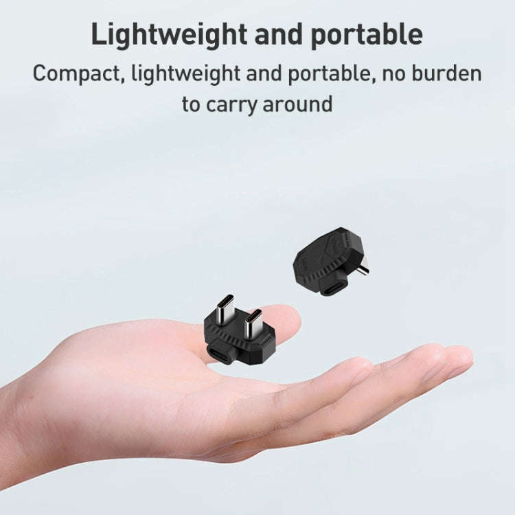 8 Pin to Dual USB-C / Type-C Lavalier Microphone U-shaped Charging Adapter OTG Converter(Black)