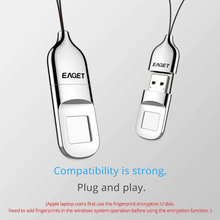 EAGET FU5 64G USB 2.0 Interface Metal Flash U Disk with Fingerprint Identification