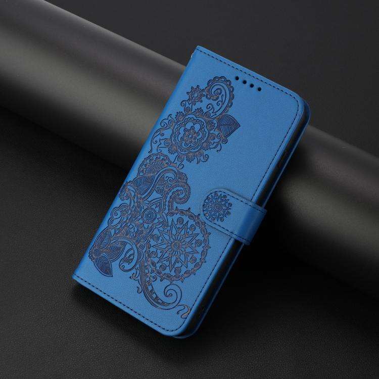 For ZTE Blade A35e 4G Datura Flower Embossed Flip Leather Phone Case(Blue)