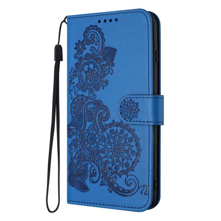 For ZTE Blade A35e 4G Datura Flower Embossed Flip Leather Phone Case(Blue)