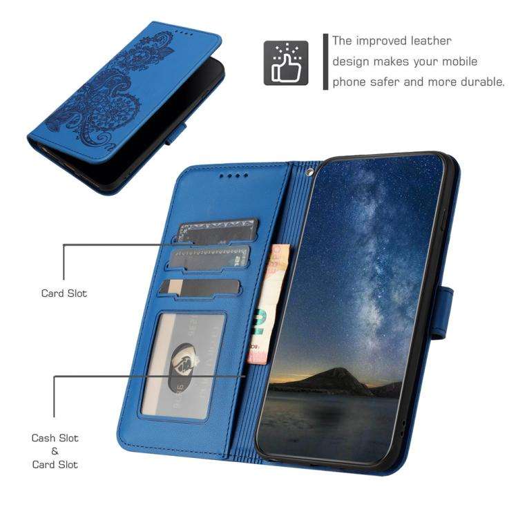 For ZTE Blade A35e 4G Datura Flower Embossed Flip Leather Phone Case(Blue)