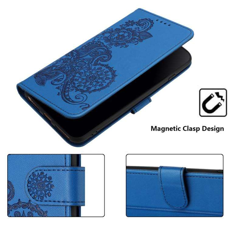 For ZTE Blade A35e 4G Datura Flower Embossed Flip Leather Phone Case(Blue)