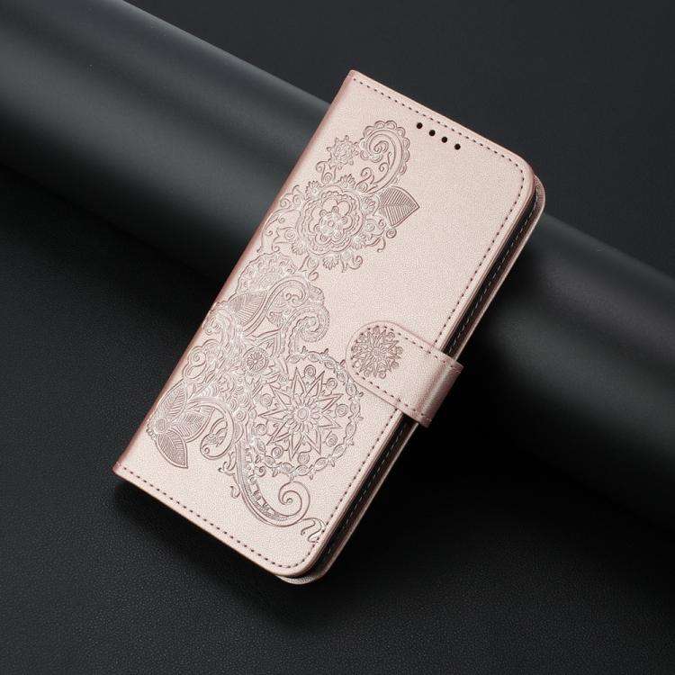 For ZTE Blade A35e 4G Datura Flower Embossed Flip Leather Phone Case(Rose Gold)