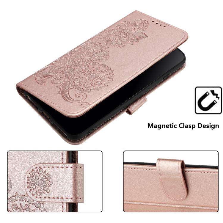 For ZTE Blade A35e 4G Datura Flower Embossed Flip Leather Phone Case(Rose Gold)