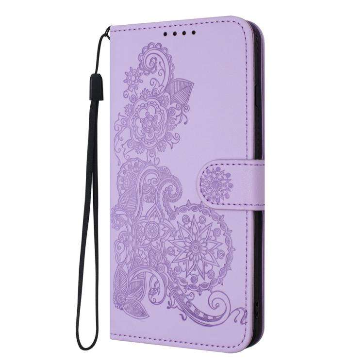 For ZTE Blade A35e 4G Datura Flower Embossed Flip Leather Phone Case(Purple)