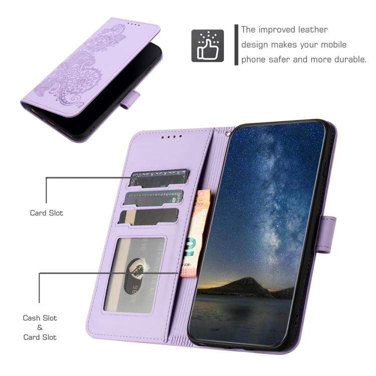 For ZTE Blade A35e 4G Datura Flower Embossed Flip Leather Phone Case(Purple)