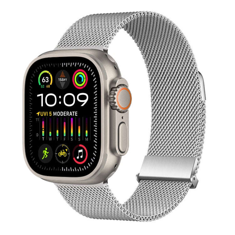 For Apple Watch Ultra 49mm ZGA Milanese Magnetic Metal Watch Band(Silver)