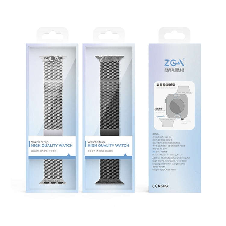 For Apple Watch SE 44mm ZGA Milanese Magnetic Metal Watch Band(Silver)