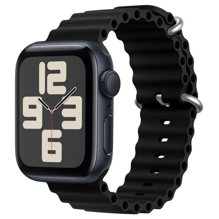 For Apple Watch SE 2023 44mm ZGA Ocean Silicone Watch Band(Black)