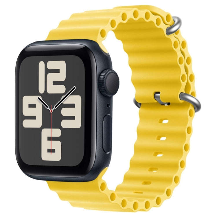For Apple Watch SE 2023 44mm ZGA Ocean Silicone Watch Band(Yellow)