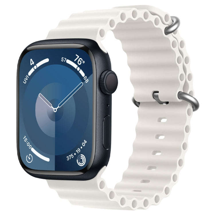 For Apple Watch Series 9 45mm ZGA Ocean Silicone Watch Band(White)