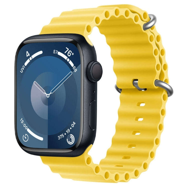 For Apple Watch Series 9 45mm ZGA Ocean Silicone Watch Band(Yellow)
