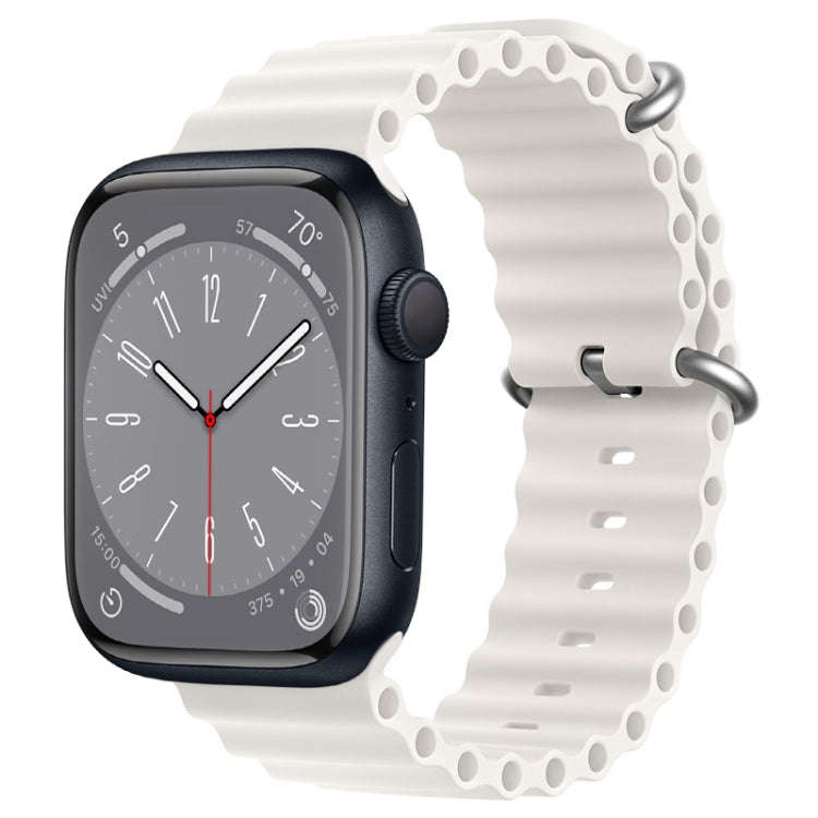 For Apple Watch Series 8 45mm ZGA Ocean Silicone Watch Band(White)