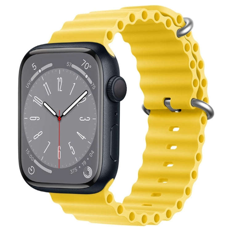 For Apple Watch Series 8 45mm ZGA Ocean Silicone Watch Band(Yellow)