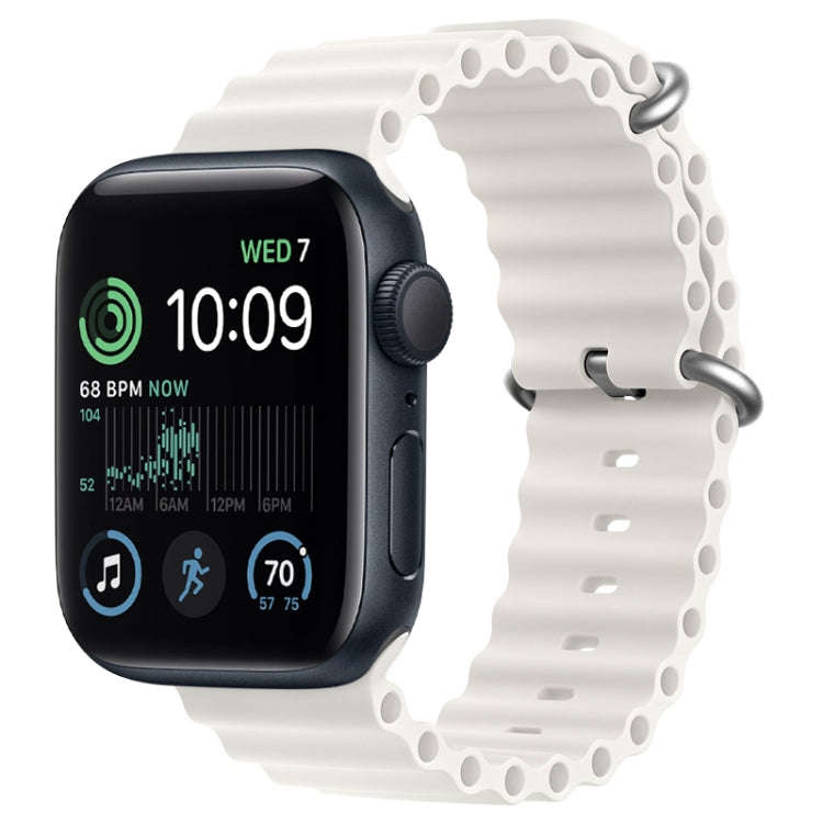 For Apple Watch SE 2022 44mm ZGA Ocean Silicone Watch Band(White)
