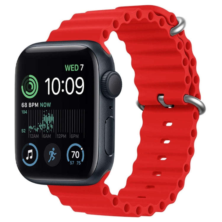 For Apple Watch SE 2022 44mm ZGA Ocean Silicone Watch Band(Red)