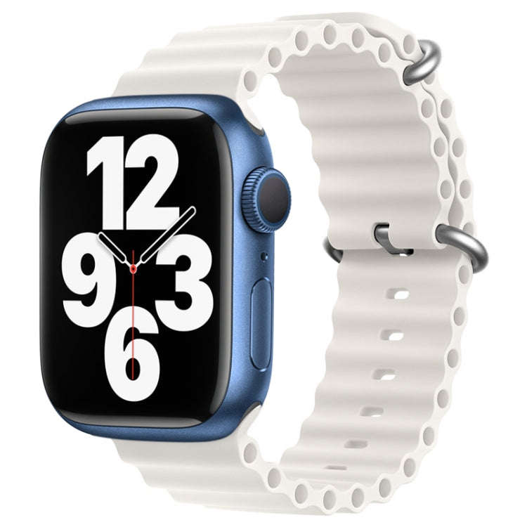 For Apple Watch Series 7 45mm ZGA Ocean Silicone Watch Band(White)