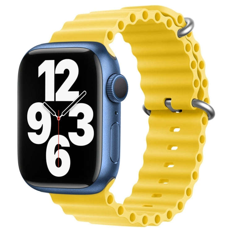 For Apple Watch Series 7 45mm ZGA Ocean Silicone Watch Band(Yellow)