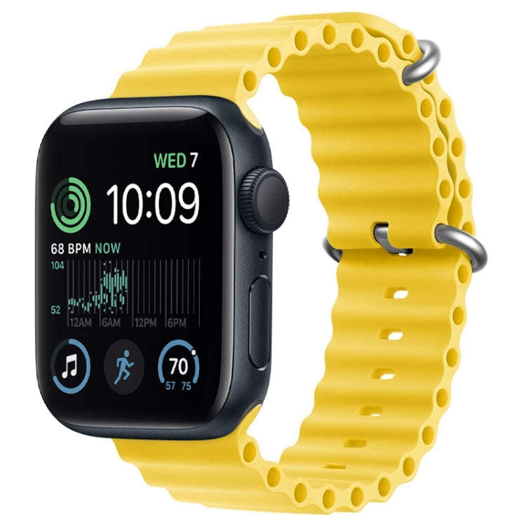 For Apple Watch SE 44mm ZGA Ocean Silicone Watch Band(Yellow)