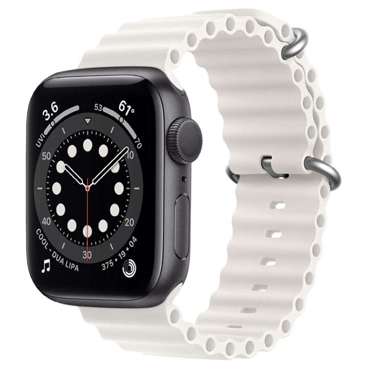 For Apple Watch Series 6 44mm ZGA Ocean Silicone Watch Band(White)