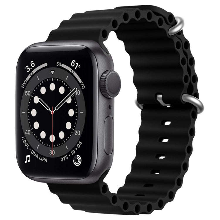 For Apple Watch Series 6 44mm ZGA Ocean Silicone Watch Band(Black)