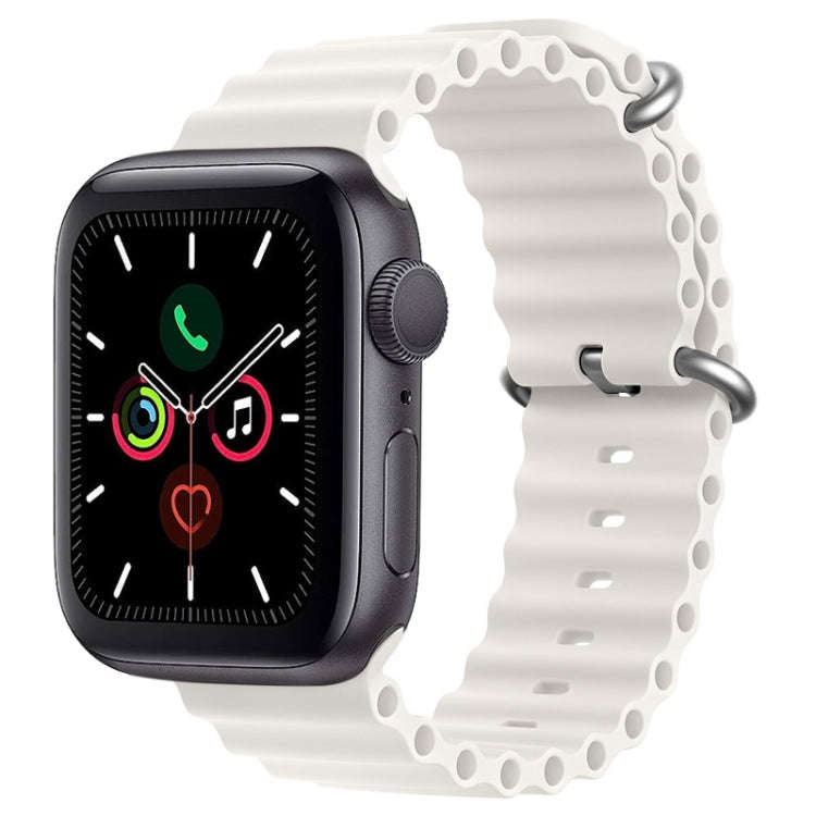For Apple Watch Series 5 44mm ZGA Ocean Silicone Watch Band(White)