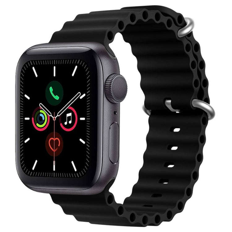 For Apple Watch Series 5 44mm ZGA Ocean Silicone Watch Band(Black)