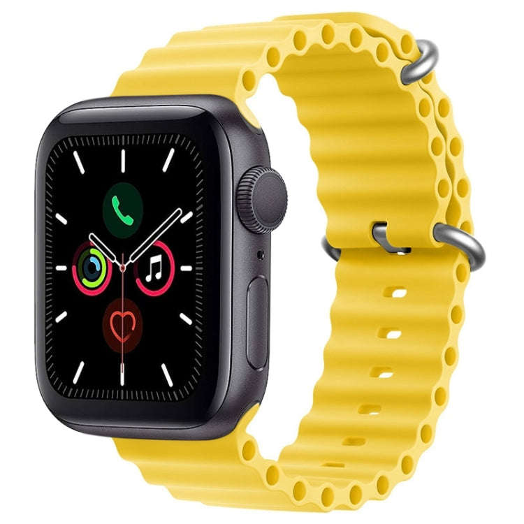 For Apple Watch Series 5 44mm ZGA Ocean Silicone Watch Band(Yellow)
