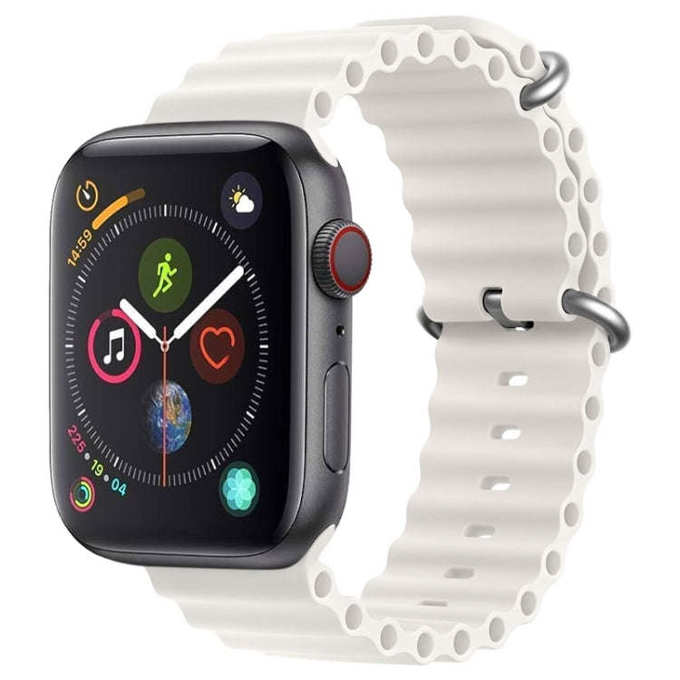 For Apple Watch Series 4 44mm ZGA Ocean Silicone Watch Band(White)