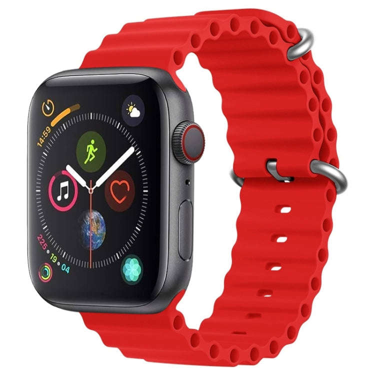 For Apple Watch Series 4 44mm ZGA Ocean Silicone Watch Band(Red)