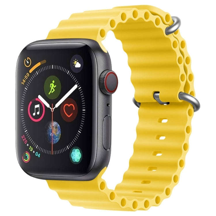 For Apple Watch Series 4 44mm ZGA Ocean Silicone Watch Band(Yellow)