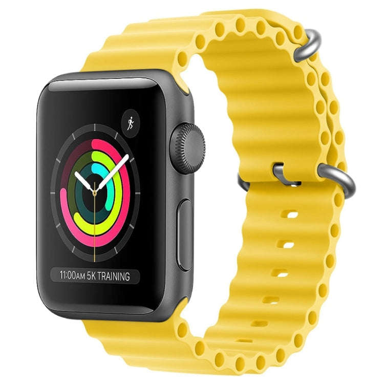 For Apple Watch Series 3 42mm ZGA Ocean Silicone Watch Band(Yellow)