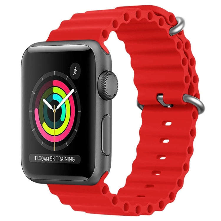 For Apple Watch Series 2 42mm ZGA Ocean Silicone Watch Band(Red)