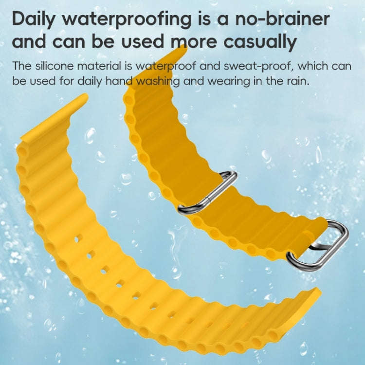 For Apple Watch Series 3 42mm ZGA Ocean Silicone Watch Band(Yellow)
