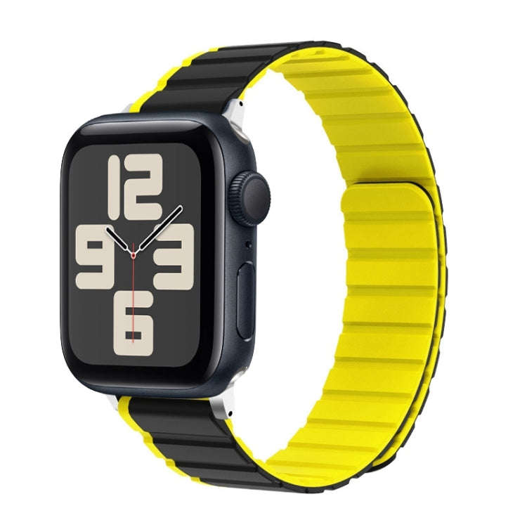 For Apple Watch SE 2023 44mm ZGA Two Color Magnetic Silicone Watch Band(Grey+Yellow)