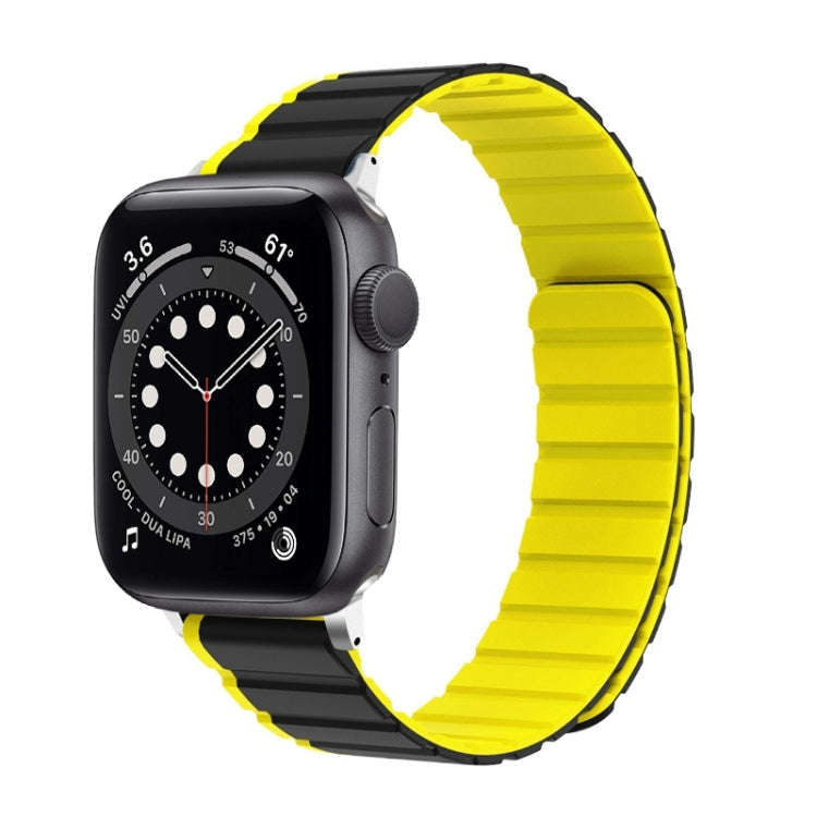 For Apple Watch Series 6 44mm ZGA Two Color Magnetic Silicone Watch Band(Grey+Yellow)