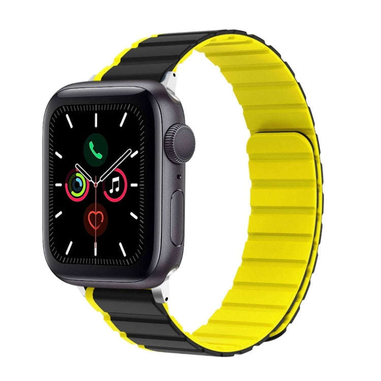 For Apple Watch Series 5 44mm ZGA Two Color Magnetic Silicone Watch Band(Grey+Yellow)