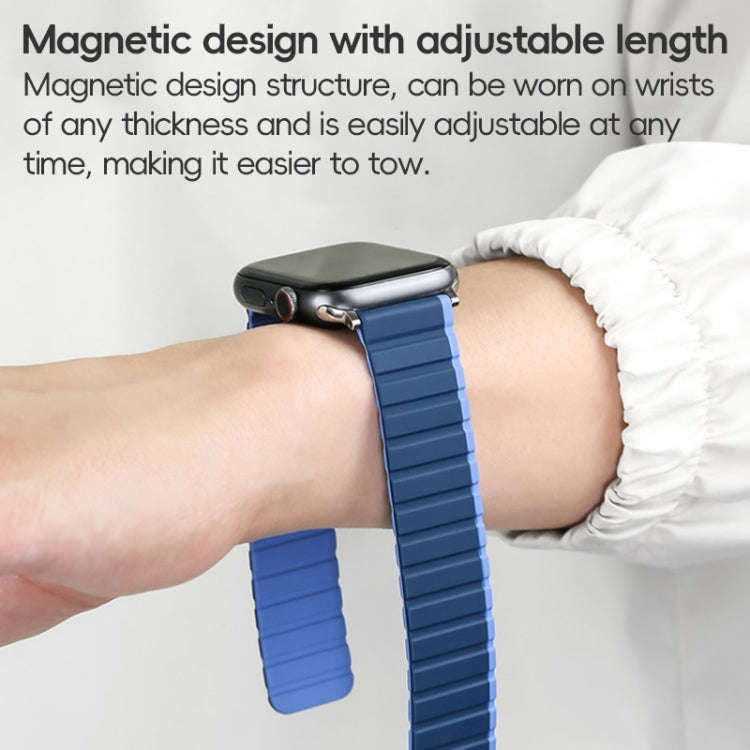 For Apple Watch SE 2023 44mm ZGA Two Color Magnetic Silicone Watch Band(Dark Green+Light Green)