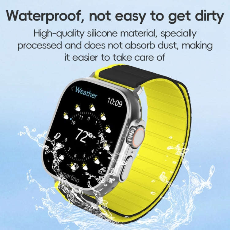 For Apple Watch SE 2023 44mm ZGA Two Color Magnetic Silicone Watch Band(Dark Green+Light Green)