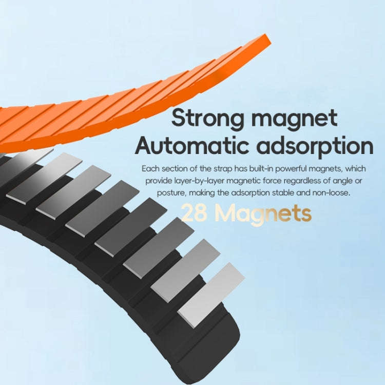 For Apple Watch SE 2022 44mm ZGA Two Color Magnetic Silicone Watch Band(Black+Orange)