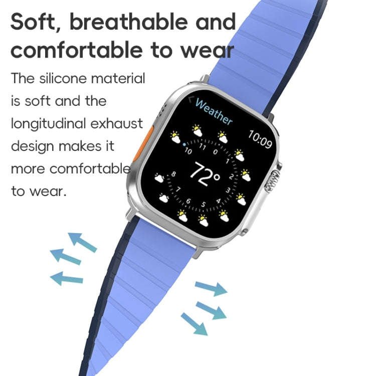 For Apple Watch SE 2023 44mm ZGA Two Color Magnetic Silicone Watch Band(Dark Green+Light Green)