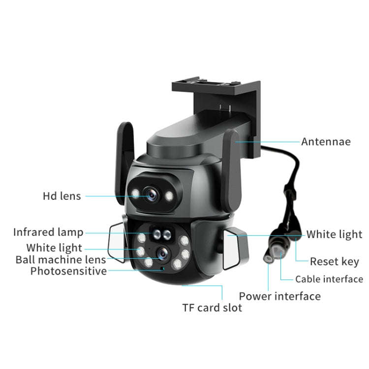 Q821 4MP Binocular Zoom Dual Light Source Outdoor IP67 Waterproof WiFi Camera(US Plug)