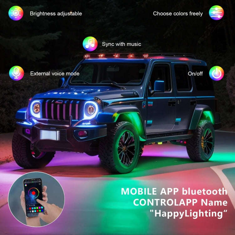 6 in 1 G6 RGB Colorful Car Chassis Light LED Music Atmosphere Light With 24-Button Remote Control