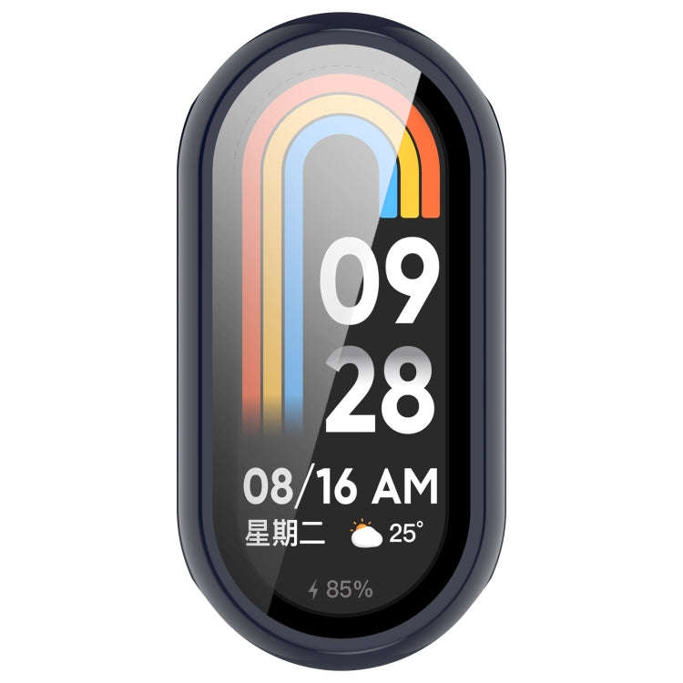 For Xiaomi Mi Band 8 PC + Tempered Film Integrated Protective Watch Case(Ink Blue)